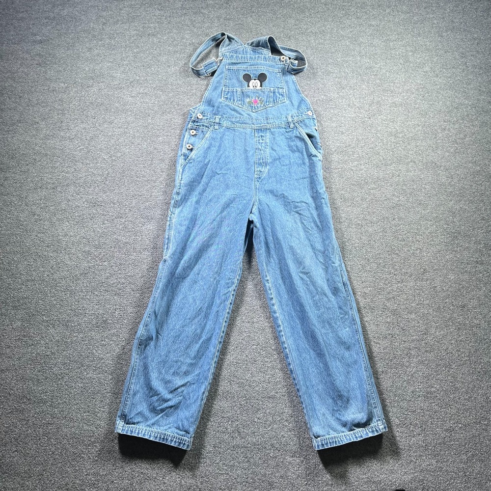 Vintage Mickey Unlimited Overalls Bib Womens Medium Blue Denim Grunge Streetwear